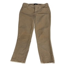 Talbots Slim Ankle Corduroy Pants Beige Frayed Hem Petite Size 8