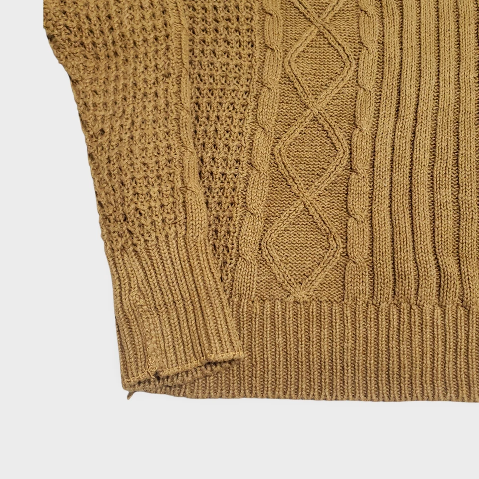 Vtg Structure Cable Knit Crewneck Sweater Toffee Brown Sz XL Fisherman 90s Cosby - Image 2 of 4