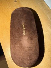 New Tom Ford Brown Velvet Hard Glasses Sunglasses Case Gold Logo