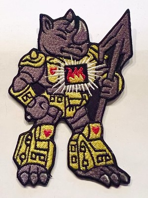 BATTLE BEASTS embroidered RHINO figure patch action takara transformers muscle