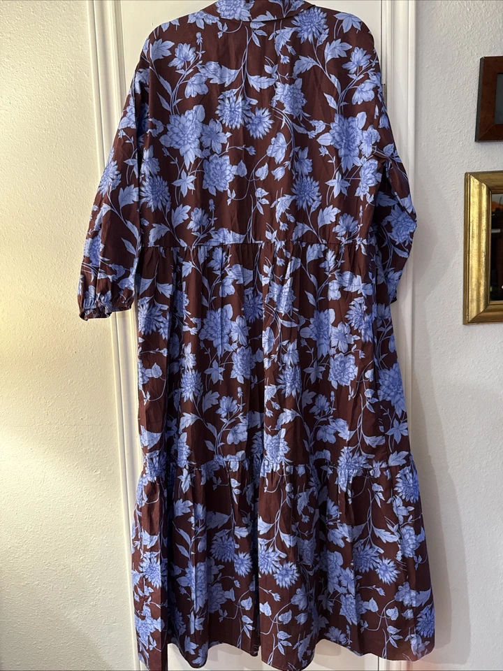 Anthropologie Maeve Bettina Women's Tiered Shirt Dress Floral Pockets Size XL - Image 4 of 4