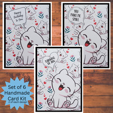 6 Singing Cat Handmade DIY Card Kit, Paper Crafting Set with Envelopes