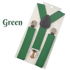 Green Clip on Y Back Elastic Suspenders, Boys Girls Kids Child, USA