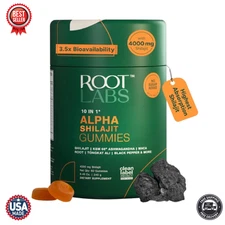 Root Labs Alpha 10-in-1 Alpha Shilajit Gummies, Pure Himalayan Shilajit, 60 Pack
