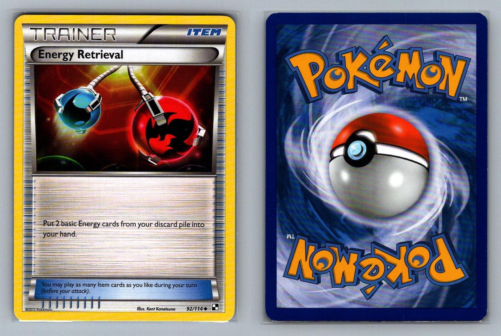 Energy Retrieval #92/114 Black & White Vintage Pokemon Card - NM