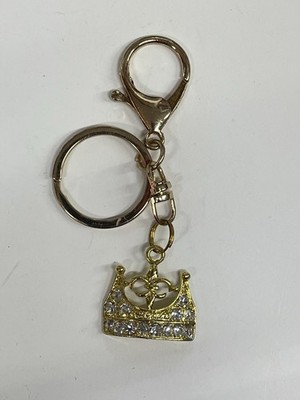 CROWN Key Chain Bag Clip On Gold  Stones Royalty Silver Queen NEW