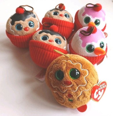 (6) 2013-2014 TY Christmas Holiday Baby Beanies-(1)Sweets, (2)Flakes & (3) Coco.