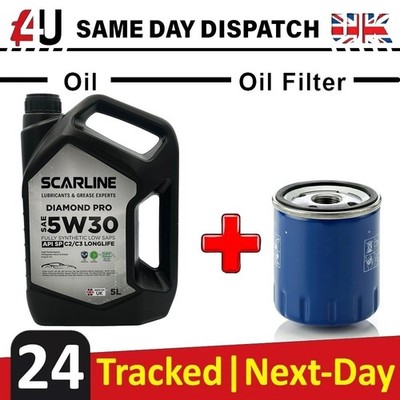 CAR SERVICE ENGINE OIL 5L 5W-30 FILTER FOR CITROEN  Berlingo C1 C3 C4 C5 C6 C8