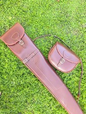 Leather Shotgun Case For Hunters Rifle Case with Cartridge Bag Sling