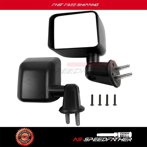 Manual Fold Black For 2007-2017 Jeep Wrangler Left+Right Side View Mirrors