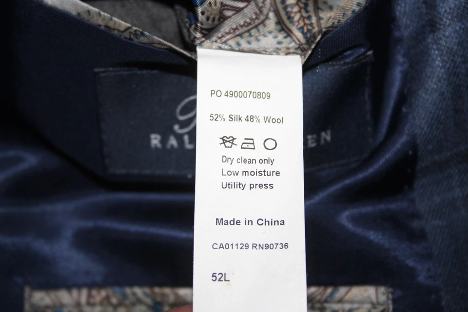 Abrigo deportivo Ralph Lauren para hombre 52L azul a cuadros seda lana 2B 2 ventilación Foto 3 de 4