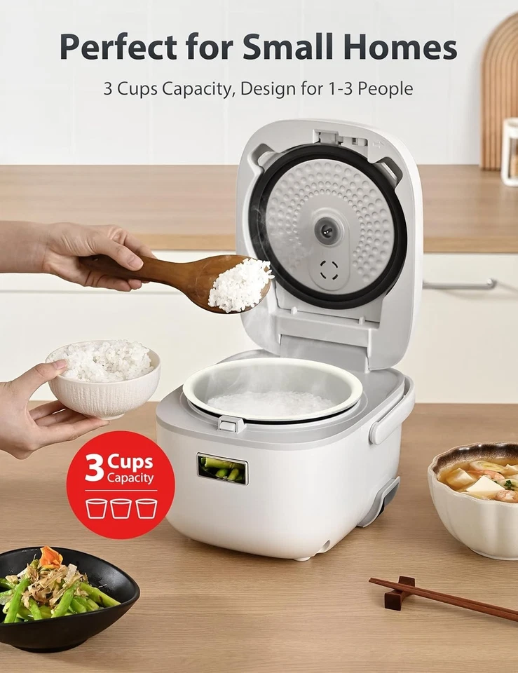 Toshiba Mini Steam Rice Cooker with 24-Hour Delay Timer and Keep Warm Function, - Image 2 of 4