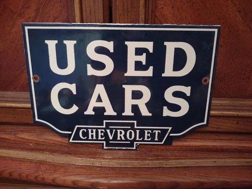VINTAGE CHEVROLET PORCELAIN SIGN USED TRUCK SERVICE CHEVY DEALER CAR AUTO SALES