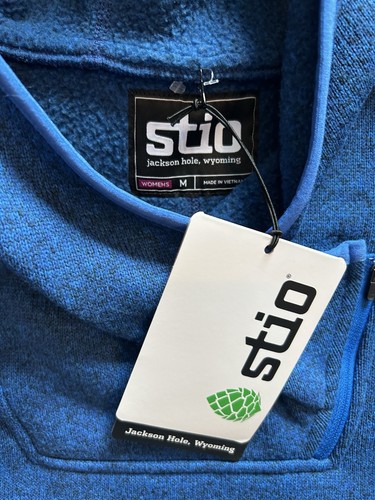Stio Womens Sweetwater 1/4 Zip Fleece Pullover Hoodie Larkspur Blue Size M NWT - Picture 4 of 7