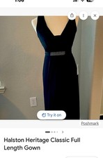 Halston Heritage 297480 Women's A-Line Embellished Jersey Gown, Black, 0