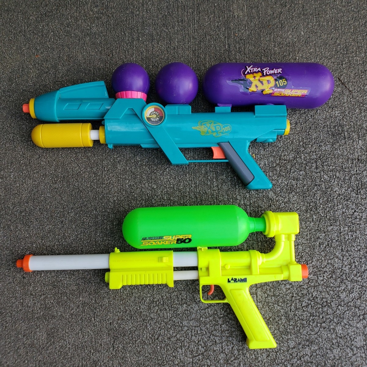 Vintage Larami 1990 Super Soaker 50 & 1995 XP 105 Xtra Power Water