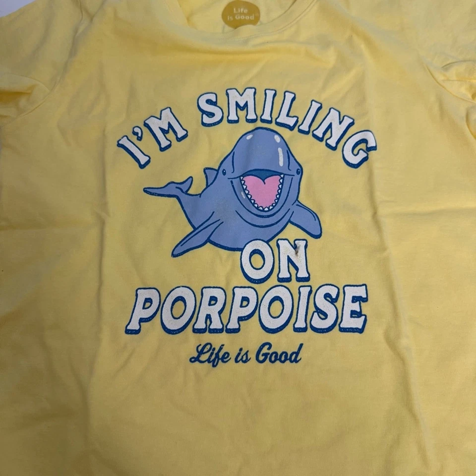 Life is Good Girl talla L I’m Smiling on Purpoise L niñas camiseta manga corta Foto 3 de 4