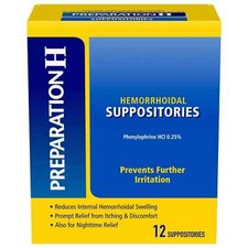 Preparation H Hemorrhoidal Suppositories, Phenylephrine HCI 0.25 , 12 Count