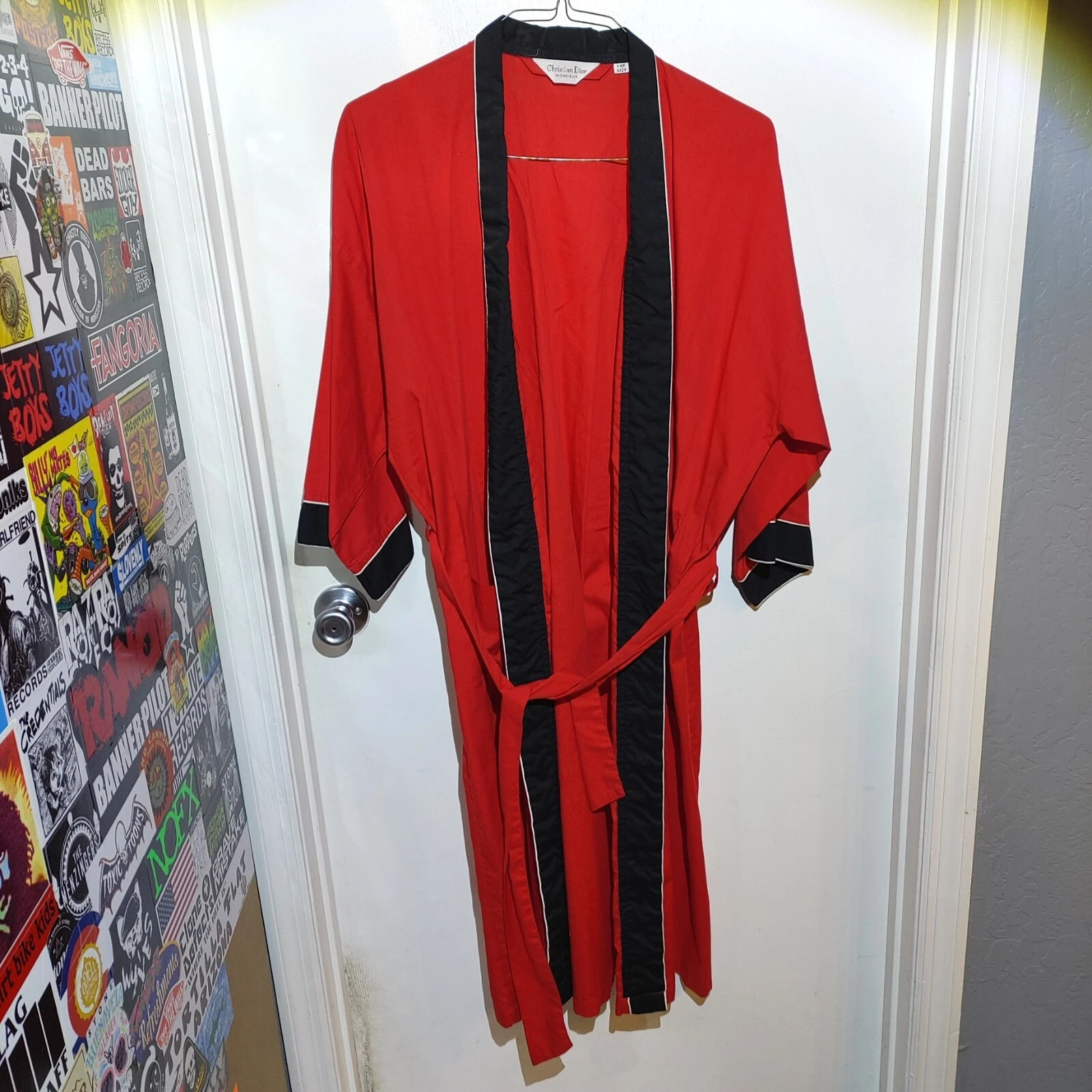 Robe homme vintage Christian Dior Monsieur ceinture taille unique rouge avec rayures noires