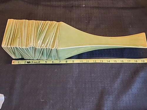 Olive Green Morphed Shape Ceramic Vase 18.5" Tall Multi Tone - Picture 6 of 8