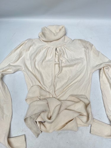 Suéter Catharine Malandrino Mezcla Cachemira Cuello Alto Crema S - Imagen 3 de 5