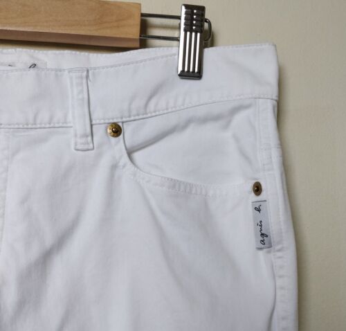 Agnes b. White Cotton Blend Straight Leg Trousers size FR42 UK14 Spring Summer - Picture 2 of 12
