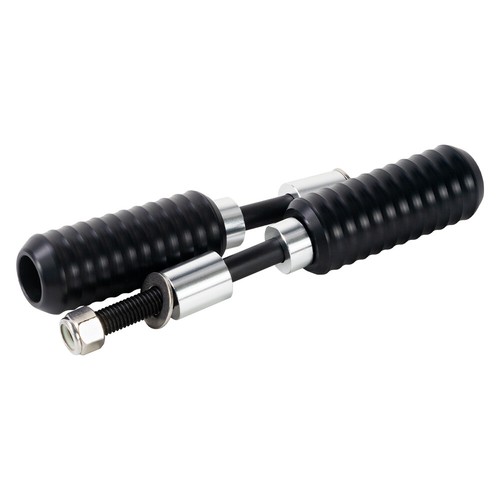 Black Full Set Crash Guard Bar 4" Striped Shock Slider For Harley Dyna 2006-2017 - Picture 11 of 15