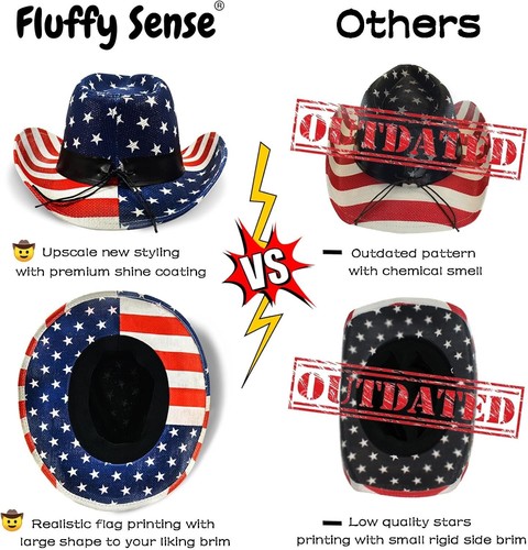 Eco-Friendly American Flag Cowboy Hat - Unisex for Independence Day Festivities - Picture 9 of 10