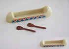 PLAYMOBIL (E311) INDIANS - White Canoe with 2 Vintage Paddles (Dirty & Damaged)