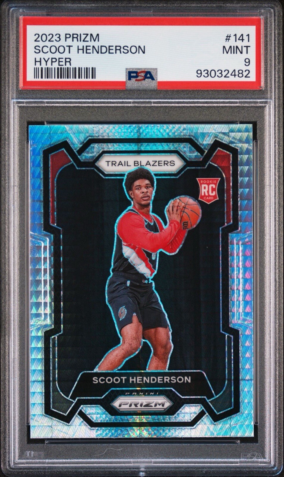 2023 Panini Prizm Scoot Henderson Hyper RC #141 PSA 9 - Portland Trailblazer