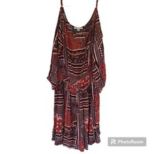 American Eagle Outfitters Dress Women size M Red open shoulder Boho Gypsy