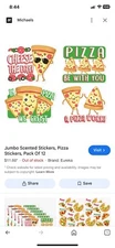 Eureka 12 Piece JUMBO Scratch and Sniff PIZZA Sticker Sheet Reward Stickers