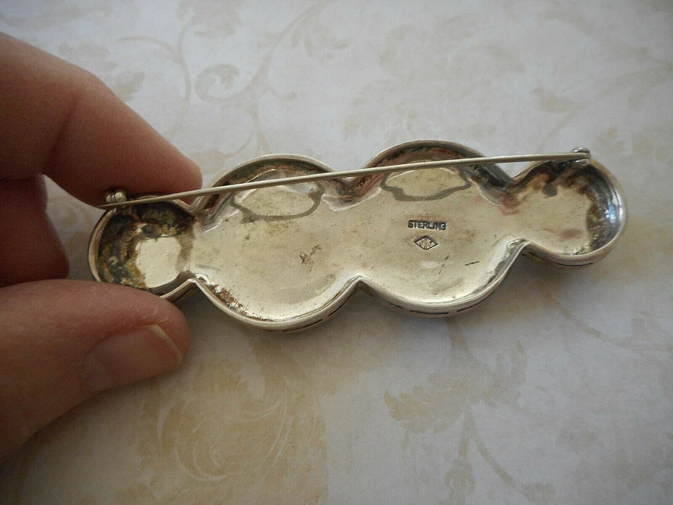 Judith Jack Sterling Silver Pearl Black Onyx Marcasite Brooch Pin    JJ2140B - Image 3 of 4