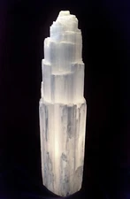 XL Selenite Tower Lamp " Carved Crystal Natural Healing Light 16" & LED Cord Bul