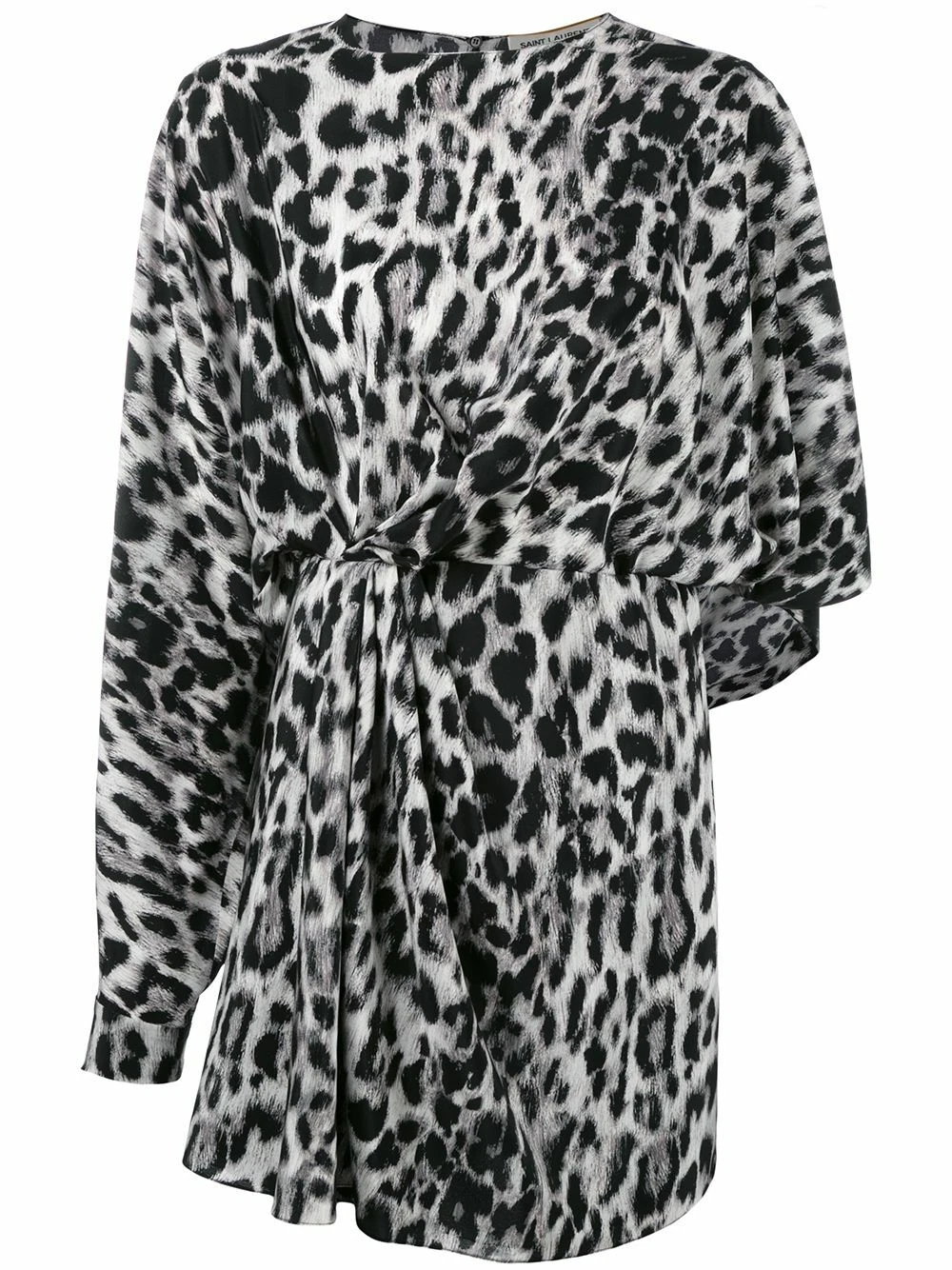 SAINT LAURENT (YSL) ?️ MINI ABITO SAINT LAURENT Paris GRANDE LEOPARDO ASIMMETRICO SETA RACCOLTA F36