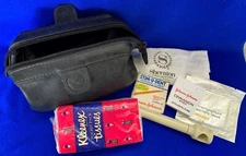 Vintage Lufthansa Airlines Business Travel Amenity Toiletry Leather Kit-USED