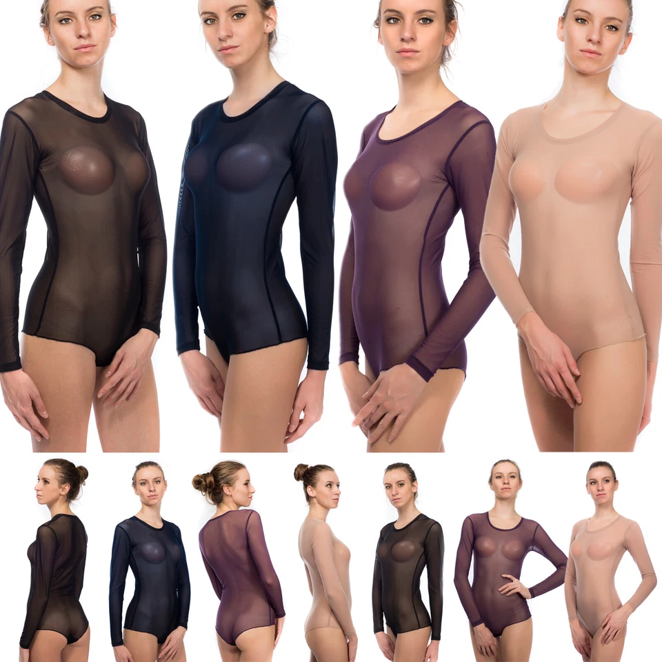 Evoni Damen Body transparent Kurzarmbody Bodysuit