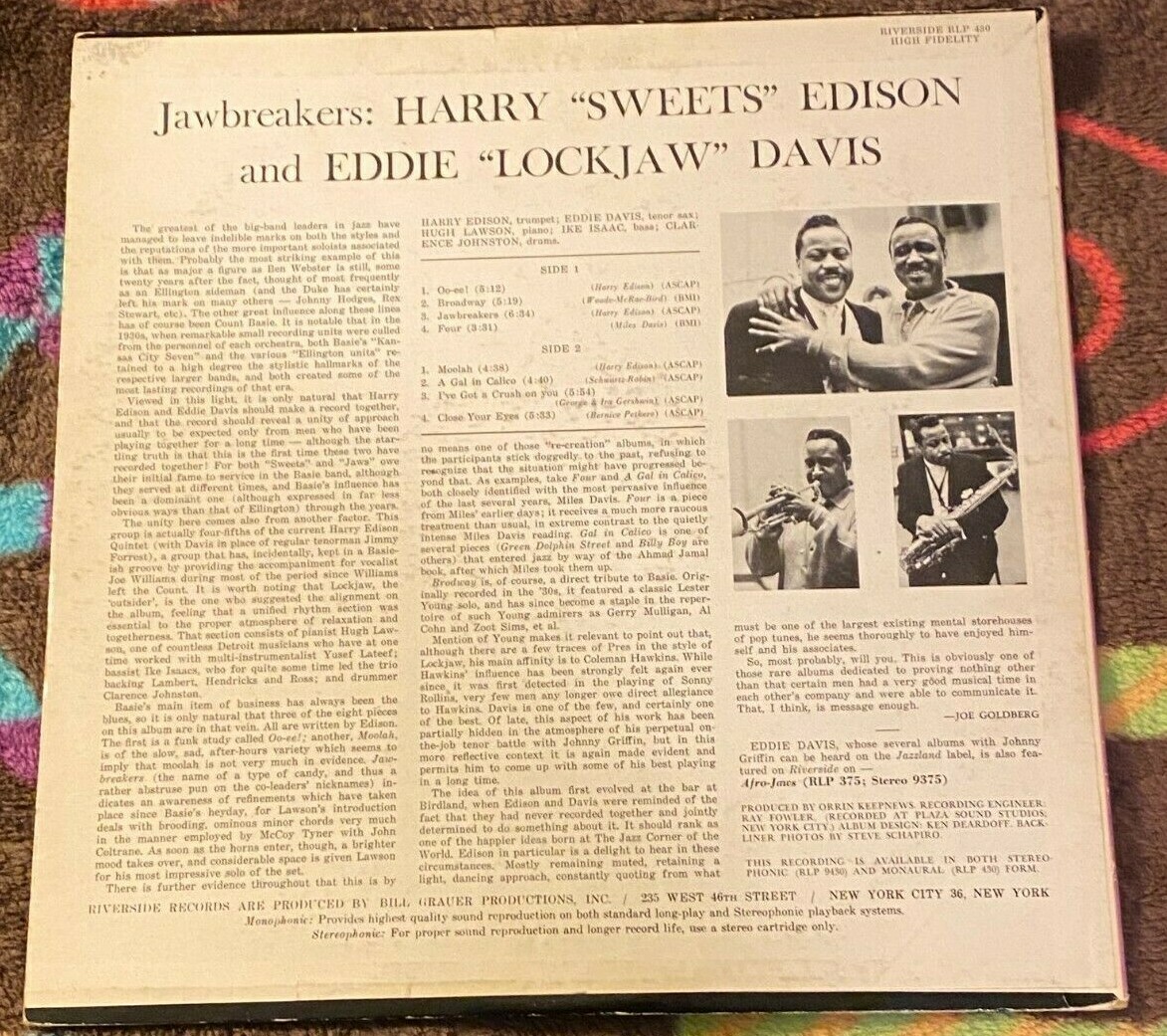 LPレコード Jawbreakers / HARRY EDISON オリジナル