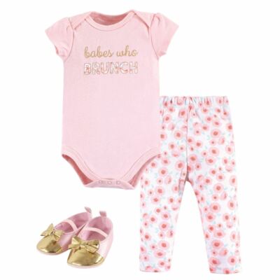 Little Treasure Bodysuit, Pant and Shoe Set, Brunch