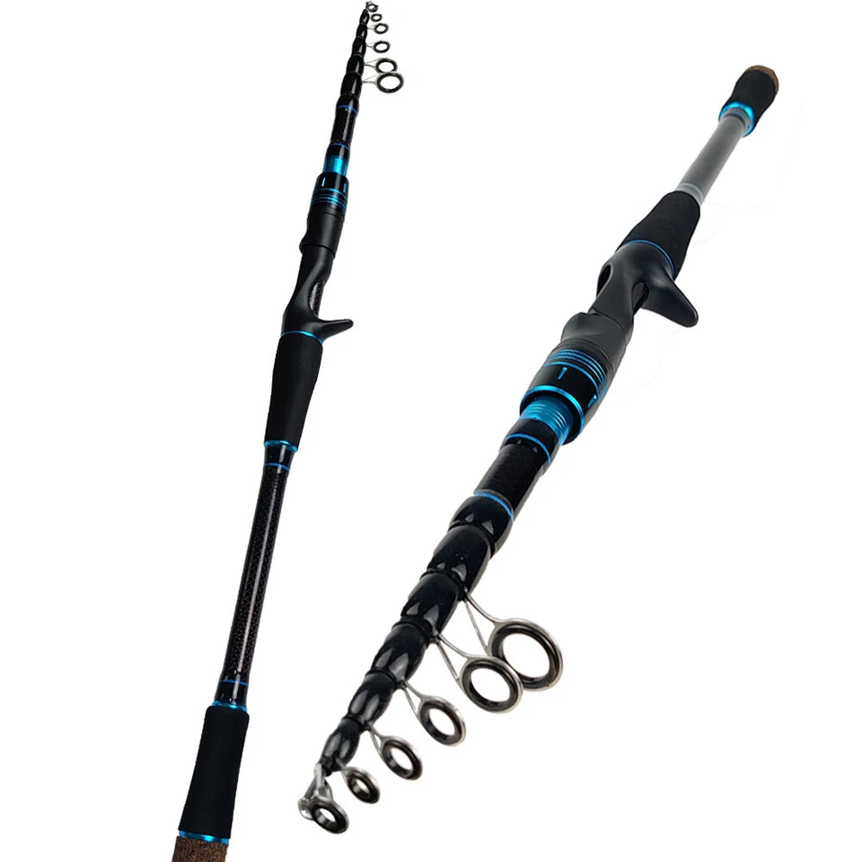 Caña giratoria portátil de 1,8 M-2,7 M caña de pescar de fundición de carbono caña de pescar arrastre Foto 2 de 4