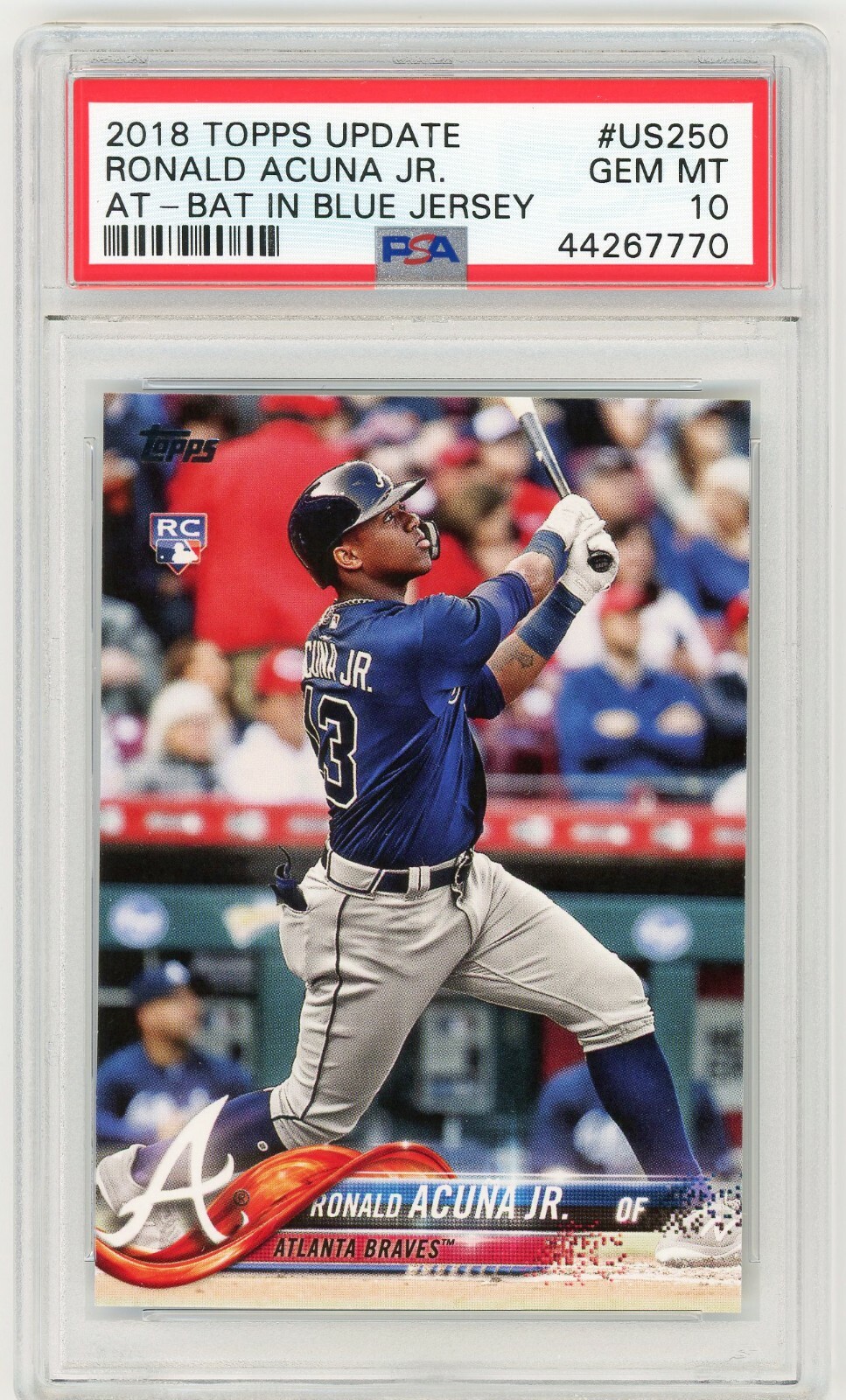 2018 Topps Update RONALD ACUNA JR. Rookie #US250 Rookie PSA 10! Invest!