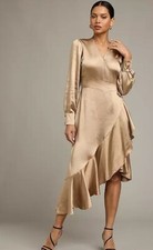 KALEIDOSCOPE Wrap Midi Dress in Champagne Plus UK 20 (fm141-3)