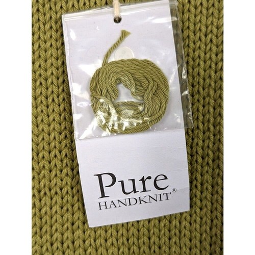 PURE HANDKNIT Grommet V-Neck Sweater Moss Green Minimalist Lagenlook L/XL NEW - Picture 6 of 8