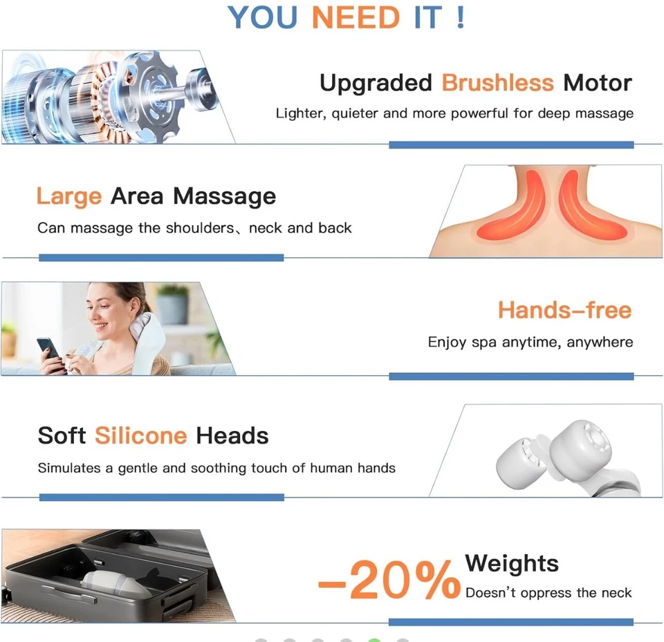 Cordless Neck and Shoulder Massager with Heat, Shiatsu Neck & Back Massager for - Image 4 of 4