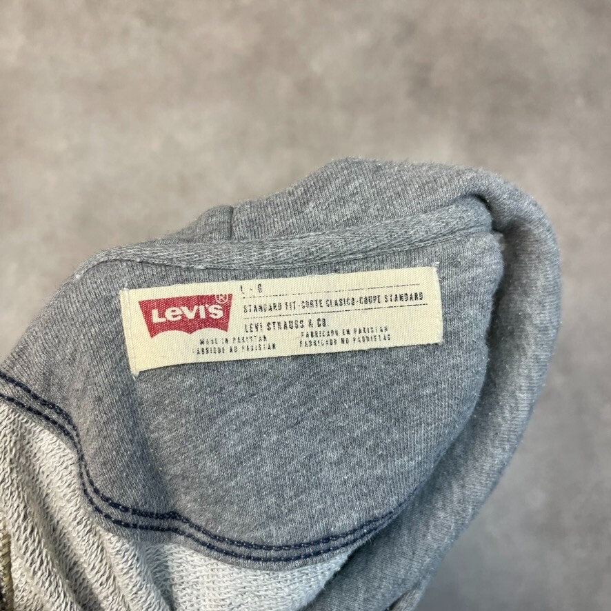 Levis Hoodie Mens Y2K Spellout Pull Over Training Sweatshirt, Grey, Large image 5