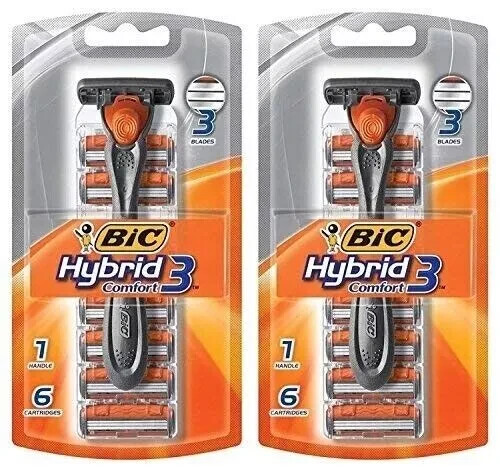 3 TOUGH BLADE Triple Blade Razor 6 Cartridges Micro Tough Pivoting Head (2 PACK)