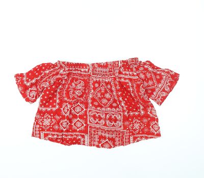 Select Damen rot Viskosemischung Cropped Bluse Größe 6 Schulterfrei