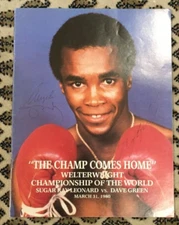 SUGAR RAY LEONARD V DAVEY BOY GREEN-WORLD WWC-1980-AUTOGRAPHED BOXING PROGRAM