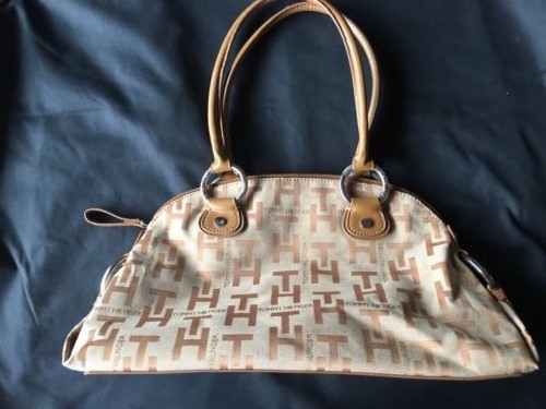 tommy hilfiger canvas tote bag handbag women accessories purse good used TH bags - Picture 1 of 12