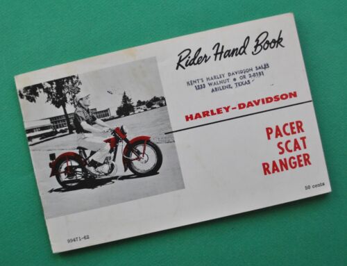 1962 Harley Riders Hand Book Owners Manual BT BTU Pacer BTH Scat BTF Ranger - Afbeelding 1 van 8